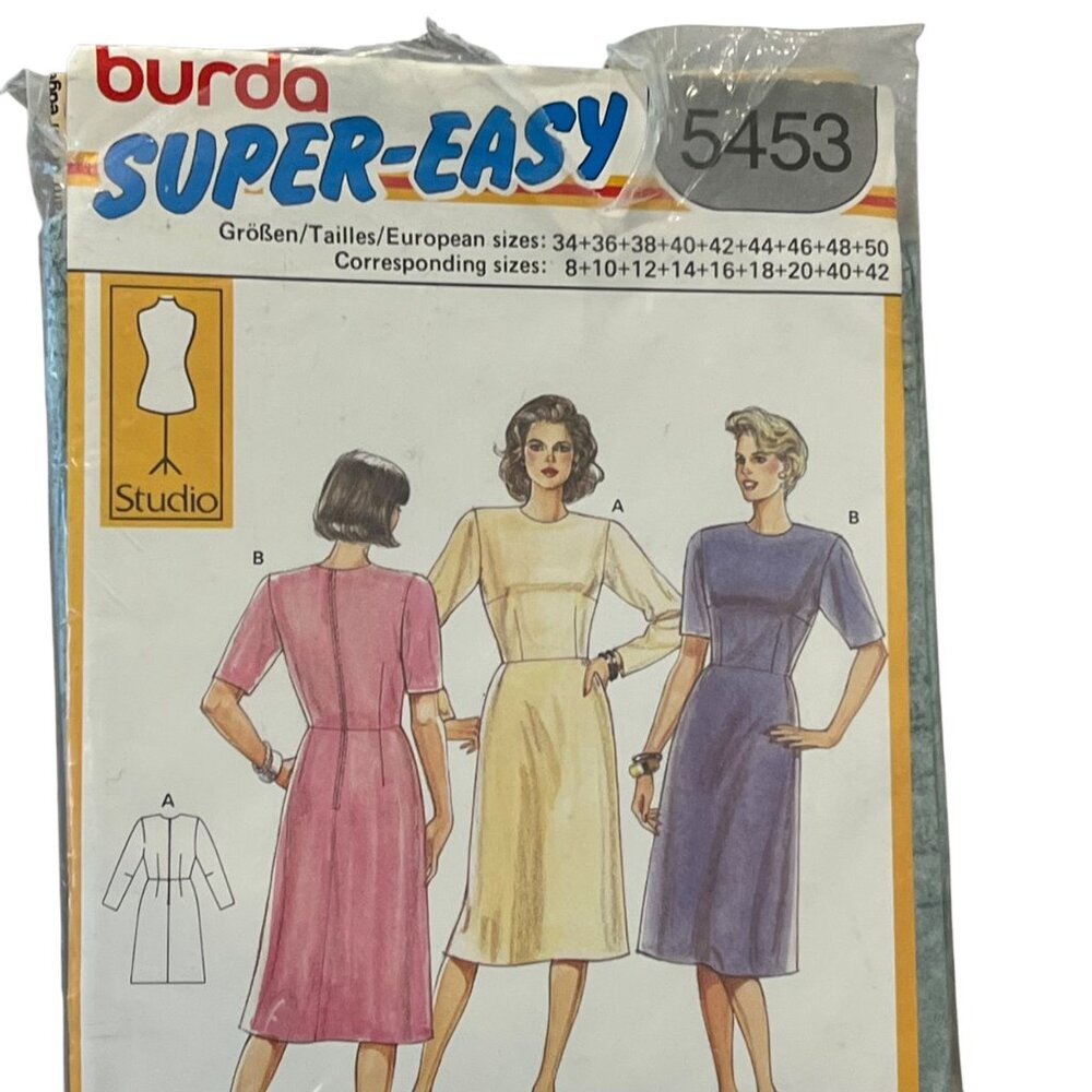 Vintage Burda Super-Easy Dress Pattern 5453 Womens Sizes 8-20